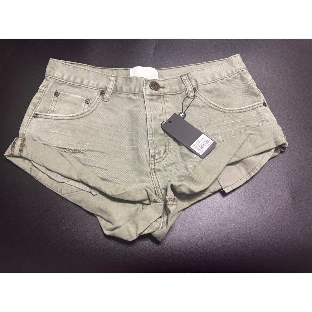 One Teaspoon NWT Bandit Low Rise Classic Shorts Khaki/Green‎ Size 28 MSRP $110